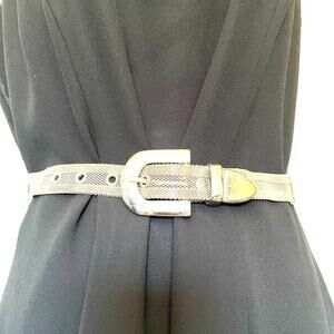 Y2K Silvertone Metal Mesh Womens Belt Glam Rocker Indie Grunge Moto Adjustable
